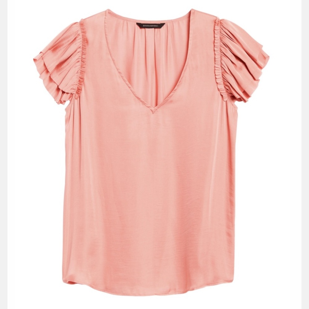 Satin V Neck Short Sleeve Banana Republic Top